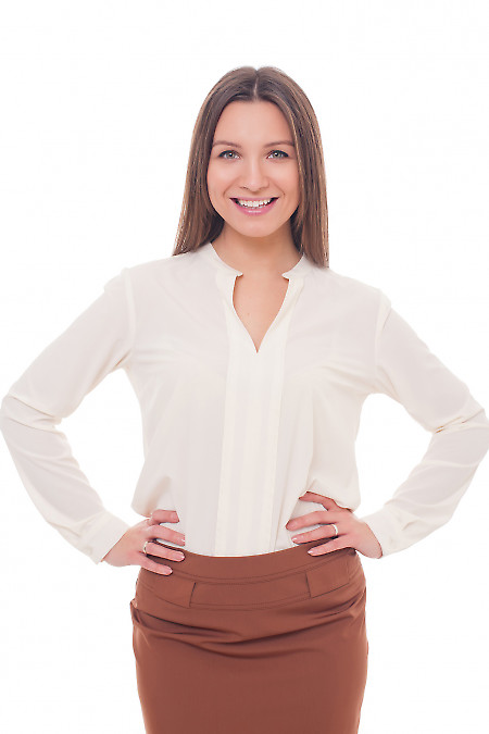 Блузка молочная с резинками с боку Деловая женская одежда фото