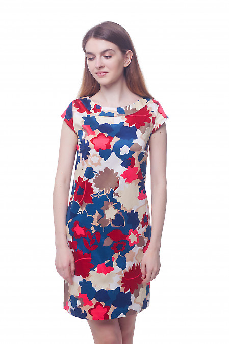 Платье летнее в крупные синие цветы Деловая женская одежда фото