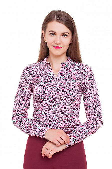 Блузка в бордовый узор Деловая женская одежда фото