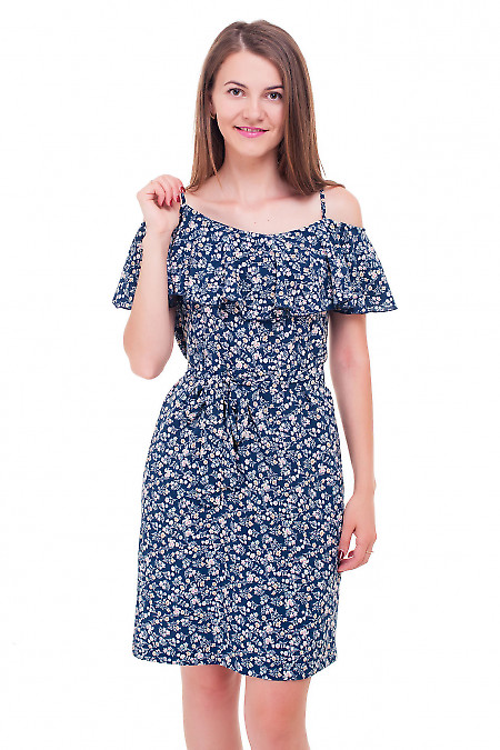 Платье летнее с широким воланом в цветочек Деловая женская одежда фото