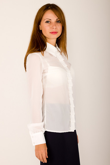 Фото Блузка молочная со складочками Деловая женская одежда