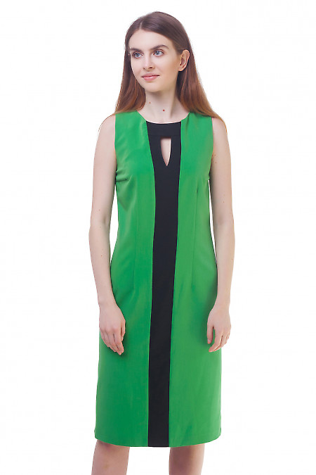 Сарафан зеленый с черной вставкой Деловая женская одежда